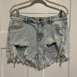 Cello Light Blue Distressed Jean Shorts